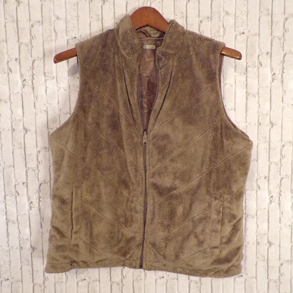Columbia Women's Fleece Lined Corduroy Reversible Vest. Light Brown. EUC - Picture 3 of 10